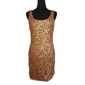 Tea n Rose Gold Sequined Mini Dress Size L